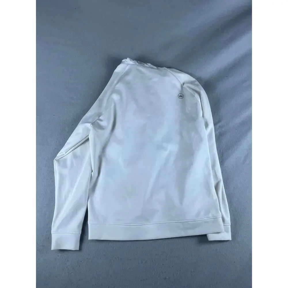 Peter Millar Pursuit Pullover Hoodie Mens M White Gray Half Zip Camo Golf Anorak